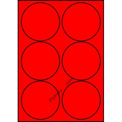 Etykiety A4 kolorowe Fi 94 mm – czerwone
